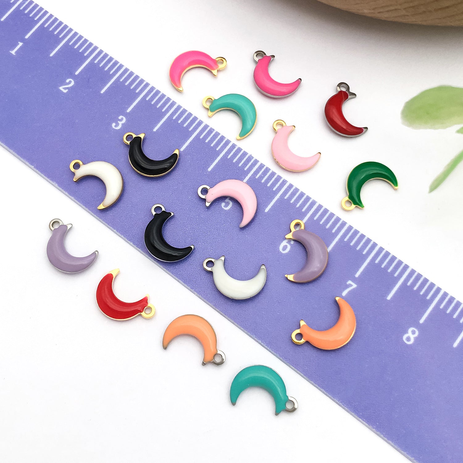 Gold Stainless Steel Enamel Moon Charm Pendant for DIY Bracelet Necklace Jewelry Making