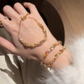 Gold Multicolor Crystal Wave Adjustable Slider Bracelet view 4