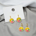 Colorful Lemon Slice Hoop and Stud Dangle Earrings view 1