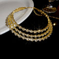 Multi-Layer Crystal Pearl Chokers Necklace Bracelet Earring Sets view 9