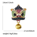 Multicolor Crystal Lion Dance Head Brooch With Gold Bell view 5