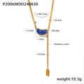 Bean Enamel Lariat Necklace Lucky Tag Gold Silver Chain view 8