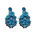 Blue Crystal Floral Statement Earrings For Women Jewelry view 5