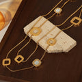 Long Gold Dual-Layer Sweater Chains Square Or Heart Stations view 4