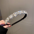 Black Headband With Clear Leaf Or Square Crystal Pattern view 7