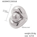 Chunky Sculptural Ball Loop Statement Ring Stainless Steel view 8