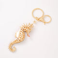 Rhinestone Enamel Crown Seahorse Keychain Metal Bag Charm view 4
