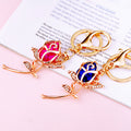 Jeweled Rose Stem Keychains in Blue and Fuchsia plus Assorted Option view 2