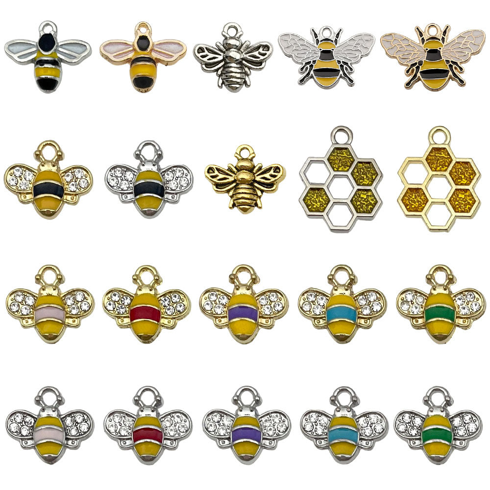 Zinc Alloy Enamel Bee Charm Pendant for Necklace Bracelet and Keychain Making