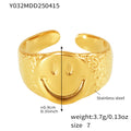Gold Open Band Rings Textured Embossed Assorted Size 7 view 12