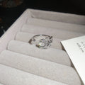 Silver Zircon Flower Open Bracelet Cuff Adjustable Band view 6