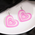 Green Layered Acrylic Heart Long Dangle Hook Earrings view 4