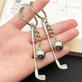 Antique Silver Golf Club and Ball Metal Keychain Charm view 3