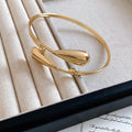 Gold Silver Dual Teardrop Open Cuff Bangle Bracelets view 7