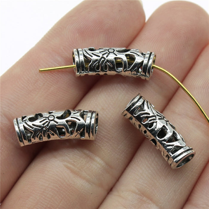 Curved Openwork Vine Tube Beads in Two Antique Finishes
