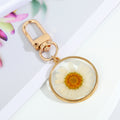 Gold Tone Pressed Flower Resin Clip Keychains in Four Shapes view 7
