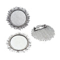 Sunflower Round Cabochon Brooch Base in Antique Silver view 5