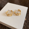 Crinkled Disc C Shaped Stud Earrings in Two Finishes view 6