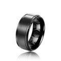 Black Brushed Band Ring Inner Geometric Texture Sizes 6-13 view 5