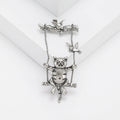 Swinging Cat Brooch with Bird and Branch Details for Jackets and Scarves view 7