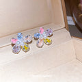 Multicolor Crystal Five Petal Flower Stud Earrings view 2