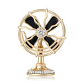 Standing Table Fan Enamel Metal Brooch in Red and Black view 2