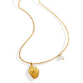 Irregular Organic Metal Pendant Necklace Faux Pearl Accent view 5