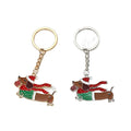 Christmas Dachshund Enamel Keychains Gold Silver Tones view 5