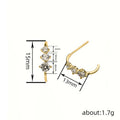 Three Clear Stone Curved Stud Earrings Silver and Gold Tones view 4