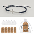 Black Braided Cord Adjustable Silver Bar Cross Bracelet view 1