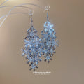 Crystal Snowflake Cluster Hook Earrings with Distinctive Textured Details view 4