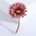 Enamel Daisy Flower Brooch with Gold Stem Four Colors view 9