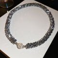Gunmetal Crystal Beaded Necklace in Polished Mixed Media Design view 6