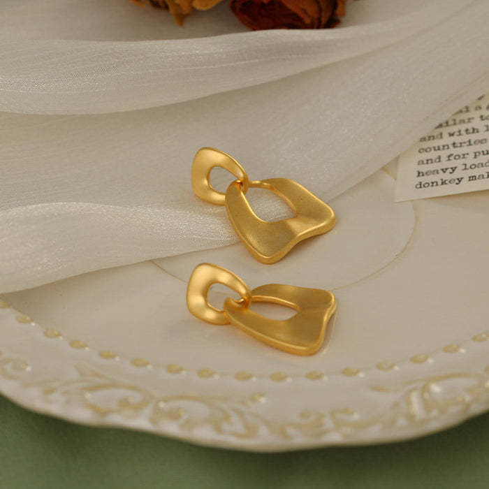 Gold Abstract Open Link Stud Earrings Decorative Jewelry