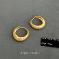 Gold-Tone Textured Ribbed Hoop Earrings 18K Plated Copper view 4