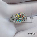 Round White Stone Statement Ring with Scalloped Side Clusters view 5