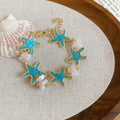 Gold Enamel Starfish Shell Bracelets Turquoise Or White view 6