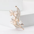 Pearl Floral Spray Brooch With Faceted Crystals And Polished Metal Details view 1