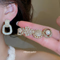 Gold Tone Crystal Stud Earrings In Six Geometric Designs view 2