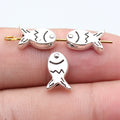 11x7.8x3.8mm 0.9g Antique Silver Zinc Alloy Double Sided Fish Small Hole Beads for DIY Bracelet Making