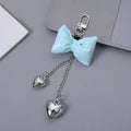 Glossy Patent Bow Keychain with Two Dangling Heart Charms view 8