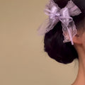 Purple Satin Lace Bow Duckbill Hair Clip One Style view 4