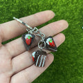 Three Charm Strawberry Layer Cake Split Ring Keychains in Five Colors view 8