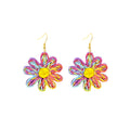 Six Color Woven Large Daisy Statement Hook Earrings view 10