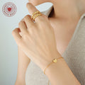 Heart Pendant Bracelet Fine Cable Chain Gold Steel Rose view 3