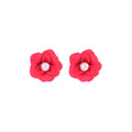Red Layered Flower Pearl Look Statement Stud Earrings view 5