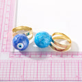 Gold Tone Swirled Resin Evil Eye Adjustable Rings in Nine Colors view 4