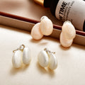 Double Oval Shimmer Drop Stud Earrings with Silver Tops view 1