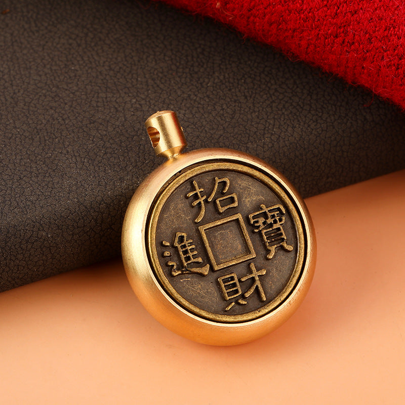 Rotating Brass Zodiac Guardian Deity Keychain Car Key Accessory