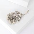 Round Crystal Bouquet Brooch With Gray Stone Leaves view 4